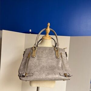 Elegant Gray PU Vegan Leather Handbag by Luzzam